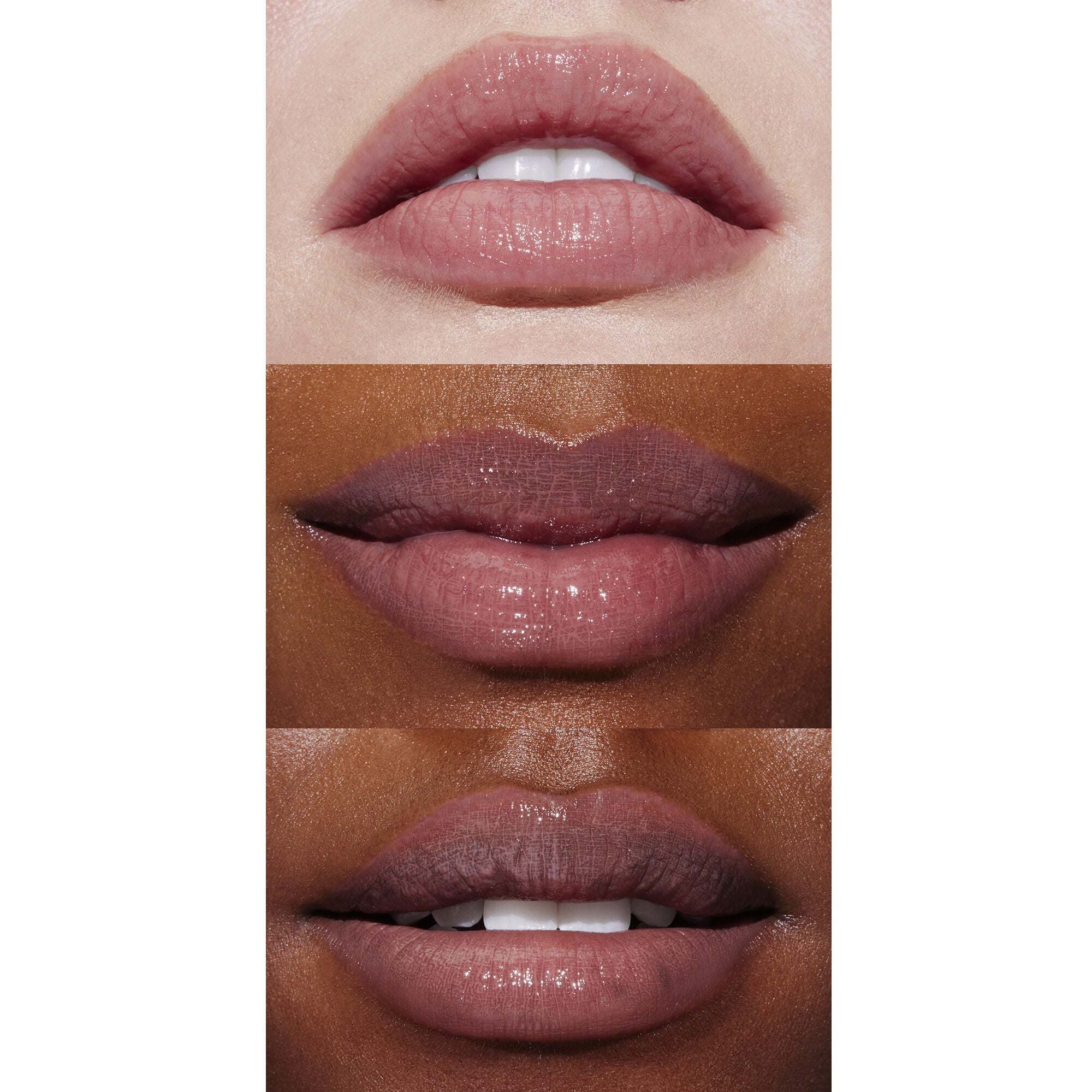neutral pink lip tint on lips